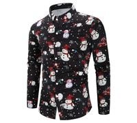 Chemises de Noël pour homme - Imprimé de Noël - Chemise de Noël à revers - Chemise de Noël - Chemise de Noël imprimée drôle - Chemise de Noël funky - Chemise de Noël, Blanc., XXL