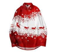 Chemises de Noël pour homme - Sweat de Noël rouge et blanc - Imprimé flocon de neige - T-shirts de Noël pour homme - Dégradé de Noël - Chemise ample décontractée - Sous-vêtements de fête de Noël,