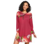 Chemises de nuit à manches longues pour femmes, robe de nuit confortable à col rond, chemise de nuit pour femme, rouge confiture de fraise, Confiture de fraises rouge, XL