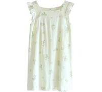 Chemises De Nuit pour Femmes Douce Robe De Nuit Femmes Double Gaze Coton Ridé Été sans Manches Frais Intérieur Coton Vêtements De Nuit, Green B, XL