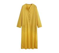 Chemises de Nuit rayées pour Hommes Plus Size Nightgowns for Sleeping Men's Big and Tall Long Pjs Robe S-5XL,Jaune,L
