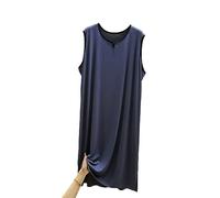 Chemises de Nuit sans Manches pour Hommes, Pyjamas modaux Classiques pour Hommes Chemise de Nuit Ultra Douce Robe de Nuit Ample L-3XL,High Gray,L