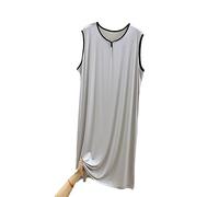 Chemises de Nuit sans Manches pour Hommes, Pyjamas modaux Classiques pour Hommes Chemise de Nuit Ultra Douce Robe de Nuit Ample L-3XL,Light Gray,XL