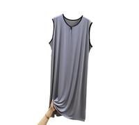 Chemises de Nuit sans Manches pour Hommes, Pyjamas modaux Classiques pour Hommes Chemise de Nuit Ultra Douce Robe de Nuit Ample L-3XL,Cement Gray,L