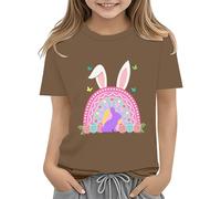 Chemises de Pâques pour tout-petits garçon à manches courtes Tracteur lapin T-shirt pour enfants T-shirt en coton 2 13 ans Gilet noir pour femmes, café, 6-7 ans