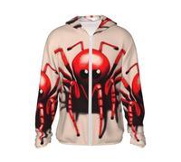 Chemises de soleil pour homme et femme UPF 50/jolie petite araignée rouge à capuche de protection solaire légère, veste athlétique d'extérieur, noir, Taille S
