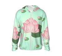 Chemises de soleil pour homme et femme UPF 50 / Lotus Flowers Waiting to Bloom Print Light Sun Protection Hoodie Veste athlétique d'extérieur, noir, 3X-Large