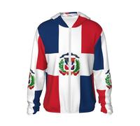 Chemises de soleil pour homme et femme UPF 50 / République dominicaine imprimé léger à capuche de protection solaire, veste athlétique d'extérieur, noir, XX-Large