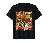 Chemises de Thanksgiving My First Turkey Trot Runner T-Shirt Graphique avec Valeur