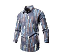 Chemises de Velours Décontracté pour Homme Imprimé à Manches Longues Style Polyvalent Pull Déchiré, Marina Militare-B, XXL