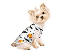 Chemises d'Halloween pour chiens de petite taille avec imprimé chauves-souris volantes - T-shirt extensible léger sans manches rayé