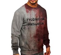 Chemises d'Halloween pour hommes Bloody Sweatshirts I'm Okay It's Not My Blood Chemise à manches longues et col rond 2025, Z01-Rouge foncé 4, L