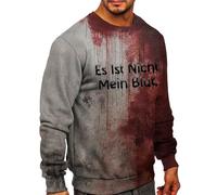 Chemises d'Halloween pour hommes Bloody Sweatshirts I'm Okay It's Not My Blood Chemise à manches longues et col rond 2025, Z01-Rouge foncé 9, S