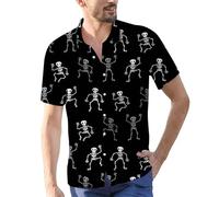 Chemises d'Halloween pour hommes Jack O'Lantern Ghost Shirt Cute Pumpkin Face T-shirt à manches courtes boutonné Costumes 2025, Chemises d'Halloween Black1 pour homme, S