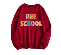 Chemises d'hiver pour enseignantes d'automne 2026 pour femmes, chemise de premier jour d'école, tenue de rentrée scolaire, vacances, anniversaire de mariage, hauts graphiques, Rouge, L