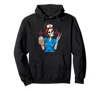 Chemises d'infirmière drôles Halloween Squelette Amateur de café Sweat à Capuche