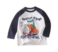 Chemises dinosaures pour enfants garçons tout-petits bébés animaux mignons imprimé pelleteuse maillot de corps rayé à manches longues col rond en coton haut automne hiver thermique chaud basique