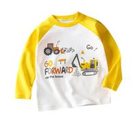 Chemises dinosaures pour enfants garçons tout-petits bébés animaux mignons imprimé pelleteuse maillot de corps rayé à manches longues col rond en coton haut automne hiver thermique chaud basique