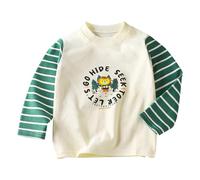 Chemises dinosaures pour enfants garçons tout-petits bébés animaux mignons imprimé pelleteuse maillot de corps rayé à manches longues col rond en coton haut automne hiver thermique chaud basique