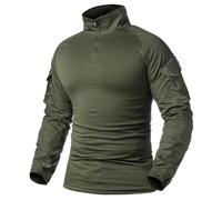 Chemises en coton Ripstop pour hommes, chemise à manches longues, chemise skip Cargo, fermeture éclair, armée américaine, camouflage, vêtements Airsoft, extérieur, 1/4 Vert armée
