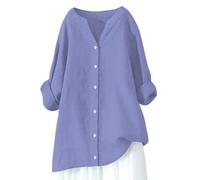 Chemises en gaze de lin à manches longues pour femme, robes décontractées surdimensionnées, coupe ample, tunique transparente, couleur unie, col en V, haut en gaze de coton froissé pour femme, club