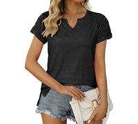 Chemises en V pour femme, col en V, manches courtes, col en V, pour femmes, t-shirts à la mode, en classique, pour femmes, paroles lâches, pour robes de printemps pour les voyages et le confort de la