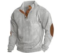 Chemises en velours côtelé pour hommes automne hiver col à revers boutonnées pull-over col montant polo chemises chandail en flanelle haut (gris clair, 4X-Large)