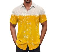 Chemises « Happy Beer Day » pour hommes et femmes amateurs de bière d'été à manches courtes décontractées coupe décontractée boutonnée à manches longues pour hommes, kaki, M