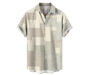 Chemises hawaïennes à manches courtes boutonnées pour homme, chemise de bowling décontractée pour homme, chemises cubaines boutonnées, haut rayé irrégulier avec poche, chemise de bowling pour homme,