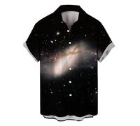 Chemises hawaïennes à manches courtes pour homme - Motif galaxie et étoiles - Coupe ample - Chemise tropicale boutonnée 2025, Chemise hawaïenne bleue pour homme, 3XL