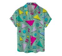 Chemises hawaïennes amusantes pour hommes chemises de plage de palmier chemises de vacances tropicales O3, Années 80, Taille S