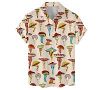 Chemises hawaïennes amusantes pour hommes chemises de plage de palmier chemises de vacances tropicales H2, Champignon 1, Taille M