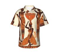 Chemises hawaïennes boutonnées pour homme - Chemises décontractées africaines tribales pour femme - Chemises d'été de plage - Chemises florales pour vacances, noir, 3XL/4XL