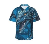 Chemises hawaïennes boutonnées pour homme - Chemises décontractées - Dragon Cool - Bleu - Pour l'été, la plage, les vacances - Chemises florales, noir, XL-4XL