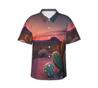 Chemises hawaïennes décontractées pour homme - Désert du désert - Chemise de fête d'été décontractée pour homme - Tissu extensible avec coupe moderne, noir, Taille M