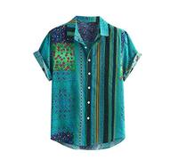 Chemises hawaïennes pour homme - Imprimé rayé - Chemise d'été à manches courtes décontractée respirante et agréable au toucher Aloha - Unisexe Funky Floral boutonné pour la plage les vacances