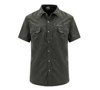 Chemises Homme Manche Courte Col Montant Chemise De Travail Cargo Homme Multi-Poches Boutonnée Couleur Pure Chemisette Fonction Extérieur Séchage Rapide Respirante Casual Tendance Ample Leger Shirt
