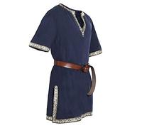 Chemises médiévales vintage pour homme, tunique gothique de chevalier, robe steampunk, haut de costume d'Halloween, col en V médiéval à manches longues, chemisier de la Renaissance, chemisier de