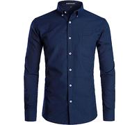 Chemises Oxford à Manches Longues Smart Casual à Col Clapet pour Hommes PARKLEES, bleu, 3XL
