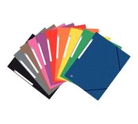 OXFORD Topfile+ Lot de 10 Chemises Cartonnees 3 Rabats Format A4 Fermeture Elastiques Coloris Assortis
