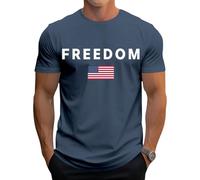 Chemises patriotiques pour homme - Imprimé drapeau de la liberté | T-shirt en coton à manches courtes et col rond - Vêtements d'été tendance | pour les voyages, noir foncé, 4XL