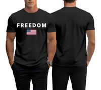 Chemises patriotiques pour homme - Imprimé drapeau de la liberté | T-shirt en coton à manches courtes et col rond - Vêtements d'été tendance | pour les voyages, Noir , XXL