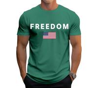 Chemises patriotiques pour homme - Imprimé drapeau de la liberté | T-shirt en coton à manches courtes et col rond - Vêtements d'été tendance | pour les voyages, Vert, 5XL