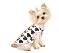 Chemises pour chiens de petite taille avec imprimé carlin noir et jaune - T-shirt extensible léger sans manches rayé
