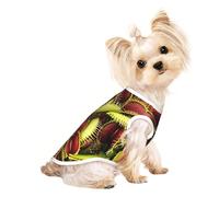 Chemises pour chiens de petite taille avec imprimé de plantes carnivores - T-shirt extensible léger sans manches rayé