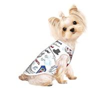 Chemises pour chiens de petite taille avec imprimé Londres - T-shirt extensible léger - Sans manches - Rayé