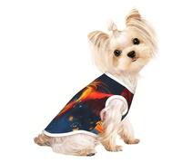 Chemises pour chiens de petite taille avec imprimé Phoenix orange et rouge - T-shirt extensible léger sans manches - Rayé