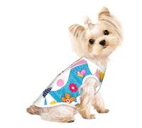 Chemises pour chiens de petite taille avec imprimé « Spring Happy Easter » - T-shirt extensible léger sans manches rayé
