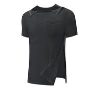 Chemises pour hommes avec épaules dénudées, pour les opérations, à déchirer, manches courtes, entièrement ouvertes, fermeture à rabat latéral, vêtements pour chimiothérapie, haut décontracté pour le
