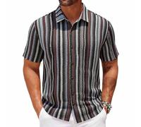 Chemises pour hommes T-shirt d'été à manches courtes Cardigan ample à boutons pour entraînement Chemise décontractée à boutons ajustée pour vacances à la plage coffee-3XL
